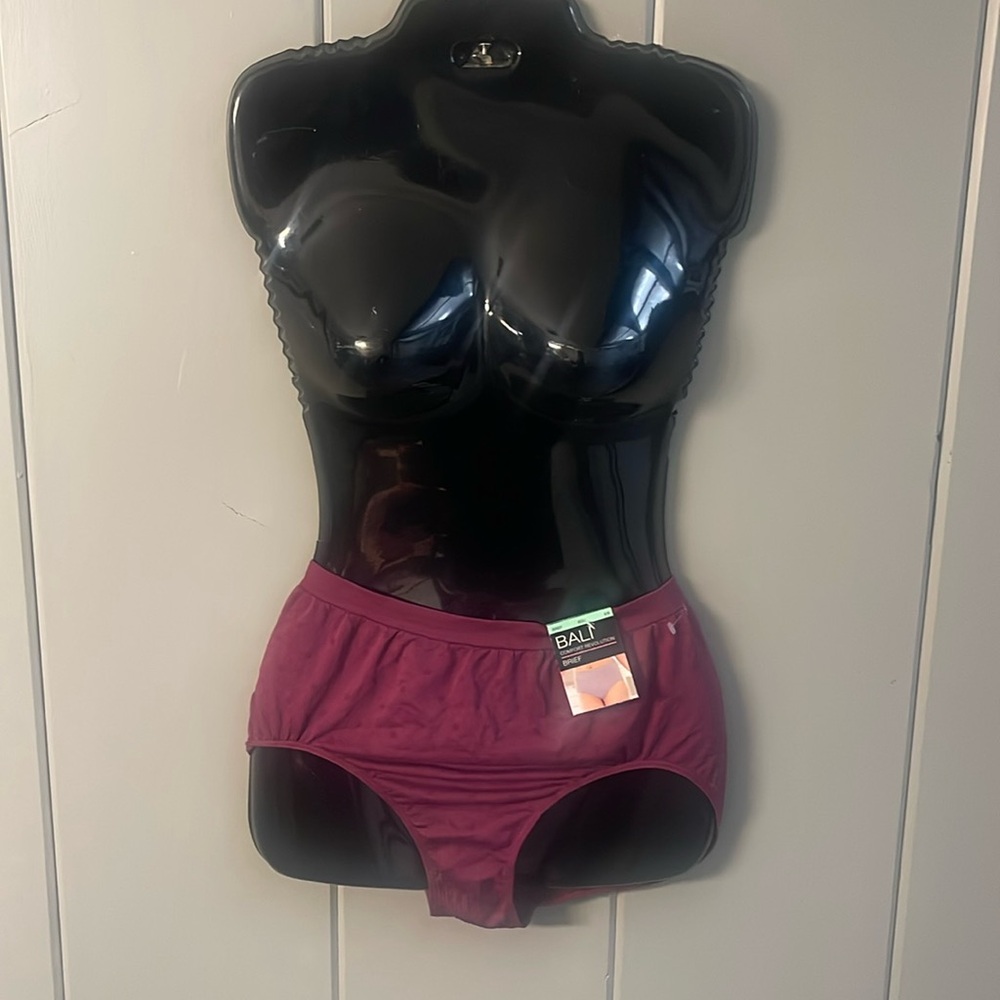 NWT Bali Brief Panty Maroon Burgundy Full Coverage High Waist 100% Nylon Sissy